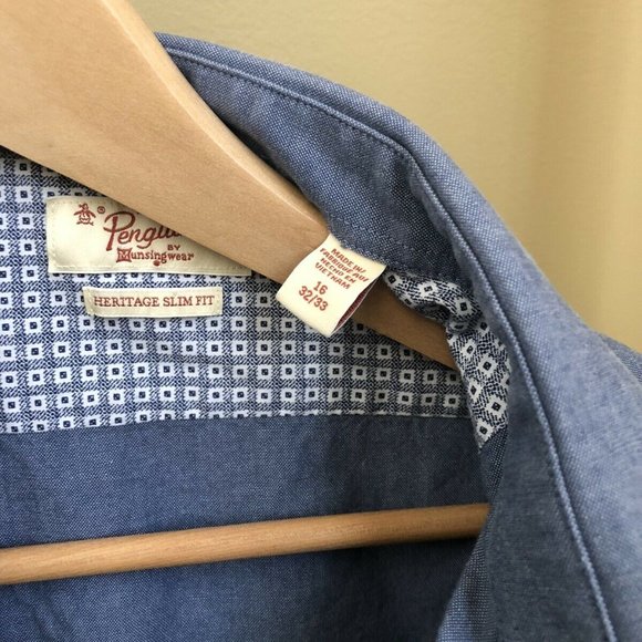 Original Penguin Munsingwear Shirt Men's Size 16 - Picture 3 of 11